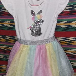 btween Pastel Rainbow Bunny Dress with Glitter Accents